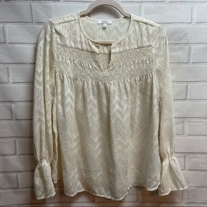 Stella&Dot Maette White/Gold Chevron Blouse